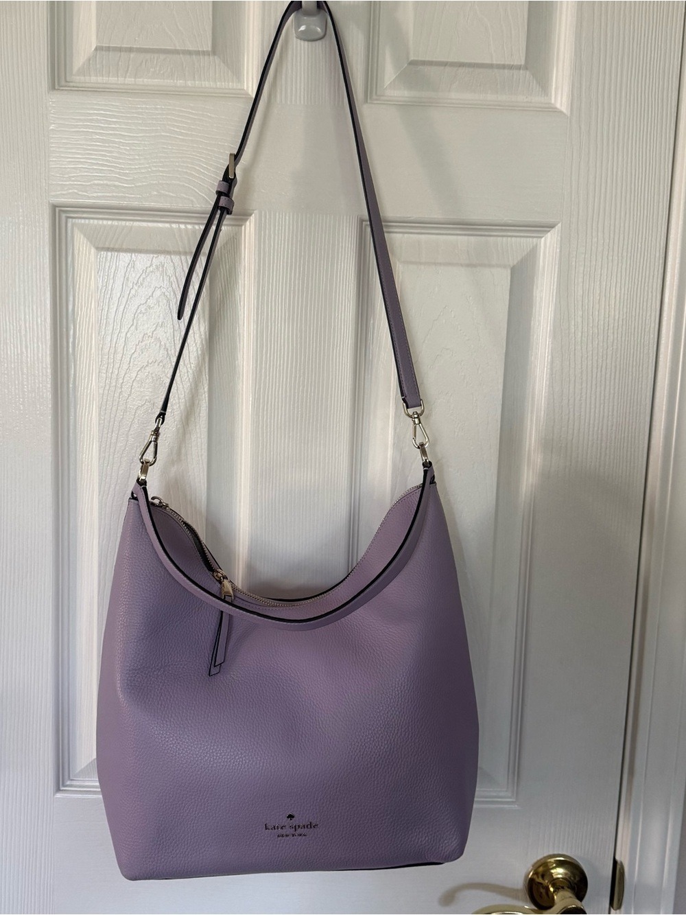 Kate Spade New York Pebbled Leather Hobo Shoulder Bag in Lilac Lavender BohoChic - Picture 4 of 13
